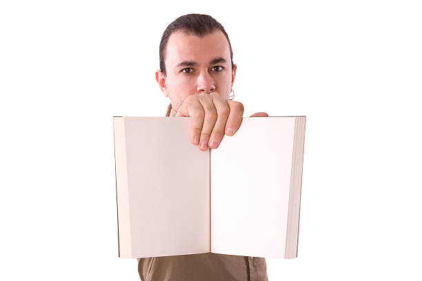 istock Male showing a book with blank pages 186862749