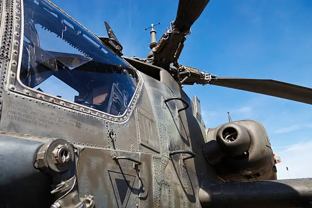 Detail of the Boeing AH-64 Apache attack helicopter.
