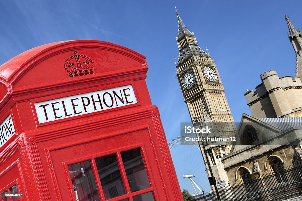 Telefone caixa com o Big Ben - Foto de stock de Big Ben royalty-free