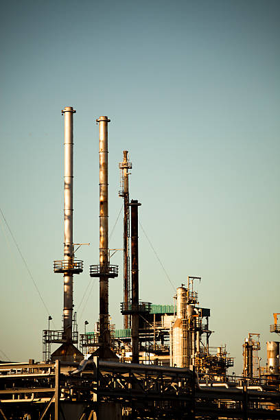 istock Oil Refinery Smoke Stacks and Distillation Towers 186863367