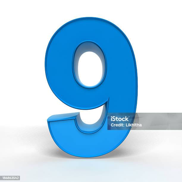 Die Zahl 9 Stockfoto und mehr Bilder von Zahl 9 - Zahl 9, Dreidimensional, Blau
