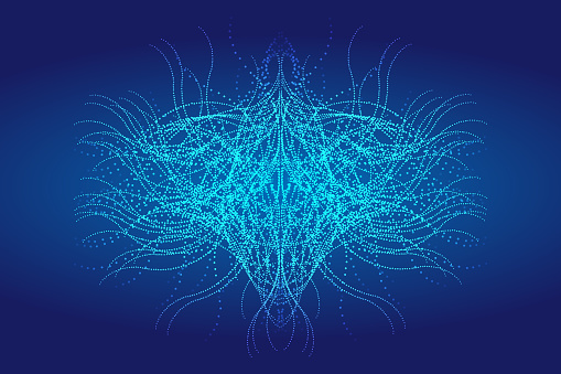 3d Abstract Particle Line Graphics Technology Vector Poster Background ...