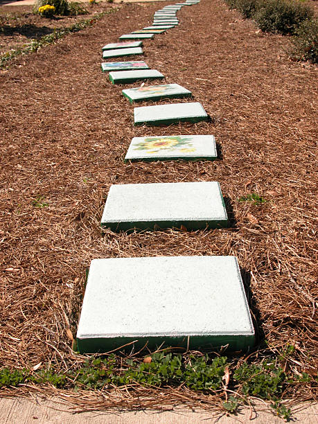 Garden stepping stones stock photo