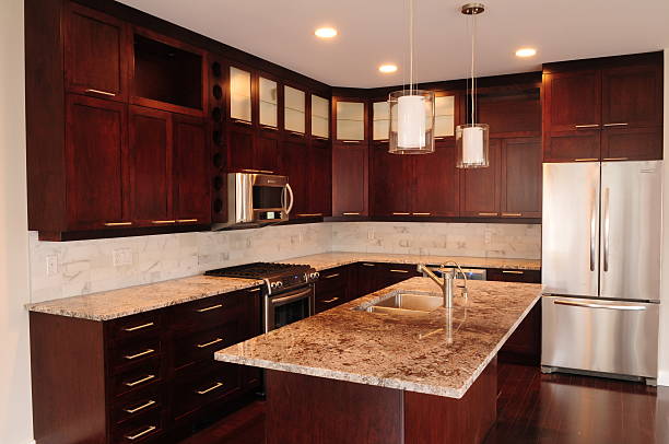 istock walnut stain on maple cabinets granite countertops 186864407