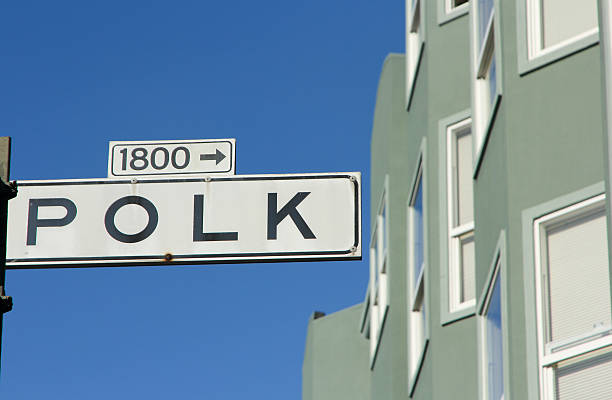 polk street em são francisco, califórnia - james k polk - fotografias e filmes do acervo