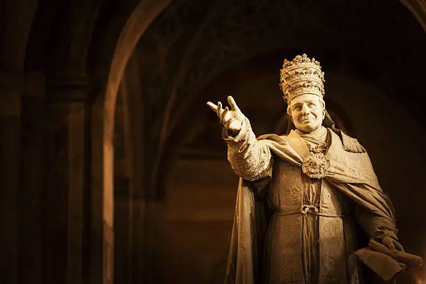 "Statue of Pio IX, sculpted by Francesco Confalonieri 1880 - Basilica of Sant'Ambrogio, MIlan - Italy"