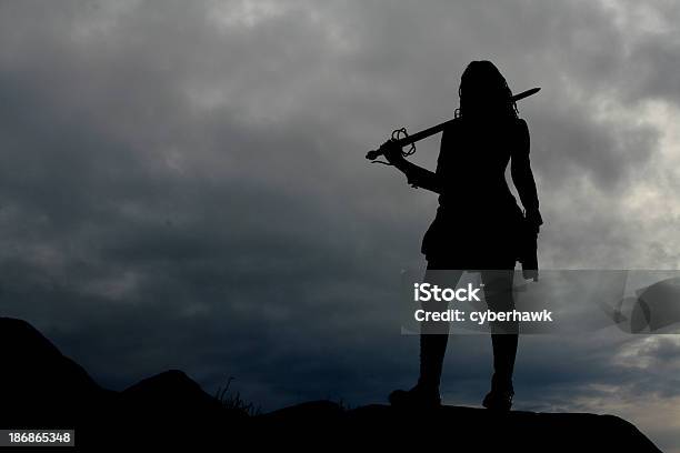 Warrior Woman Silhouette Stock Photo - Download Image Now - Pirate - Criminal, Warrior - Person, Women