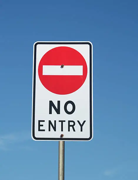 "A streetsign indicating a No Entry. Found in Sydney, Australia"