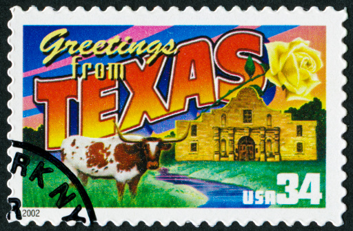 Cancelled Stamp From The United States Featuring The State Of Texas