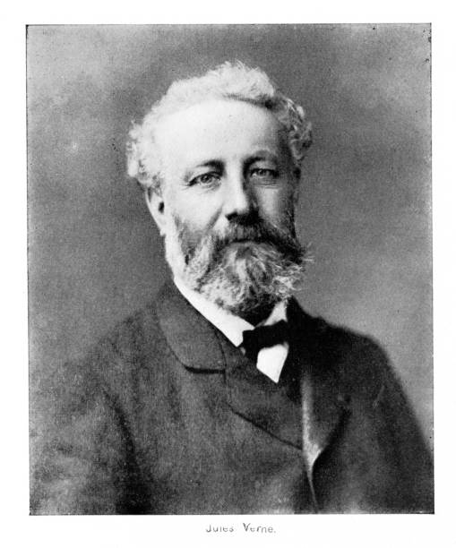 Jules Verne Photo Portrait, Novelist, Poet, Playwright, 19th Century French Literature Portrait of Jules Gabriel Verne (February 8, 1828 –March 24, 1905) was a French novelist, poet, and playwright. Photograph engraving published 1895. The original edition is in my archives. Copyright has expired and is in Public Domain. christine kohler stock illustrations