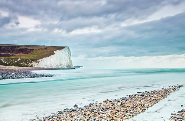 White Chalk Cliffs the Seven Sisters at Birling Gap near Eastbourne in East Sussex. England