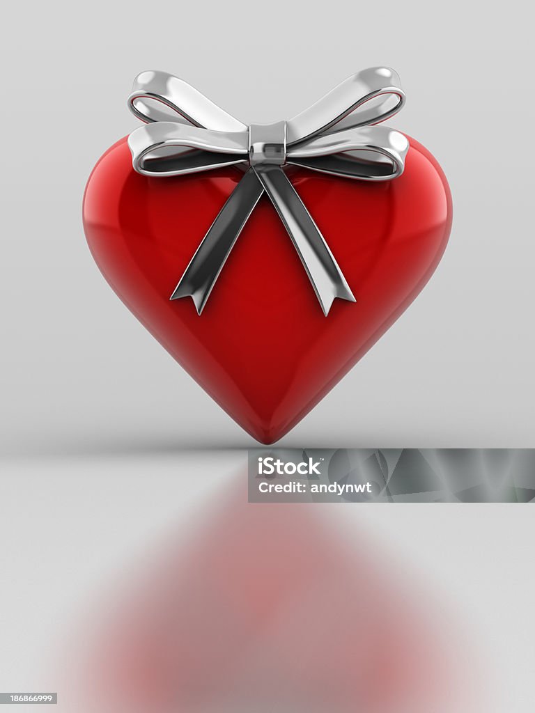 Red Metalic Heart with ribbon "Red Metalic Heart with ribbon, with clipping path." Celebration Event Stock Photo