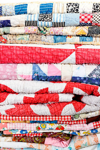 istock Pile Of Antique Handmade Quilts 186867677