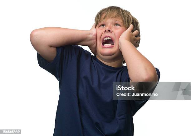 Child In Panic Stock Photo - Download Image Now - Child, White Background, Screaming