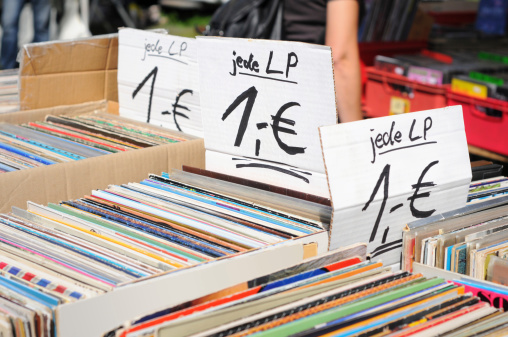 Flea Market with antique records LPs - Flohmarkt in Havelberg