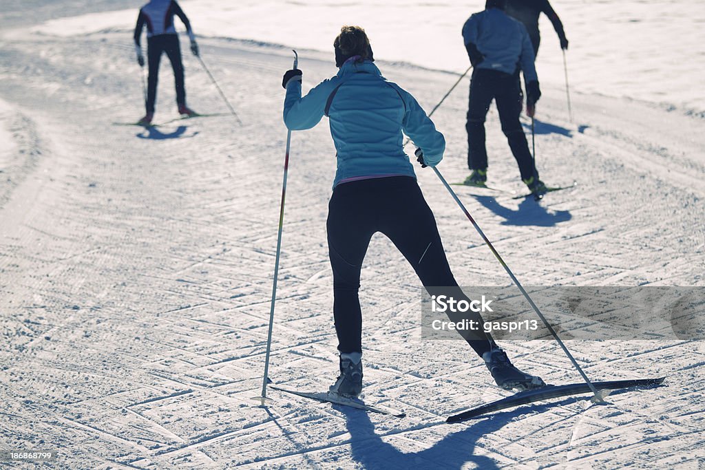 겨울 휴양지 - 로열티 프리 크로스컨트리 스키타기 스톡 사진