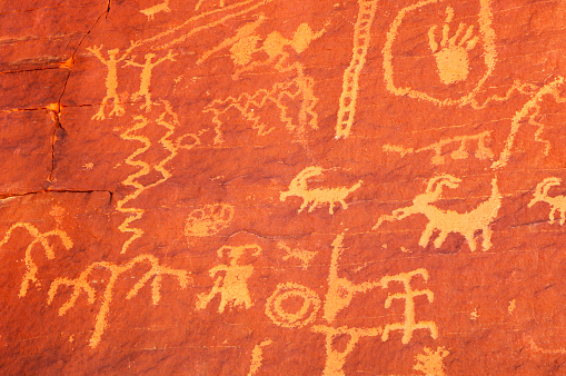 Petroglyphs in the Nevada desert.
