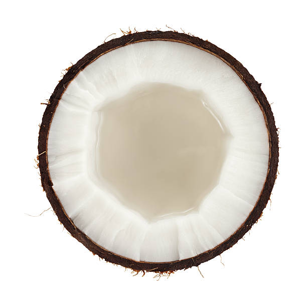 istock Cross section of a coconut on white background 186870083