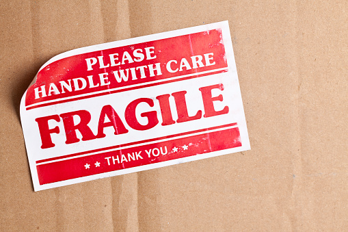 Fragile Label on cardboard box