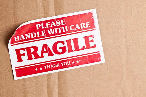 Fragile Label on cardboard box