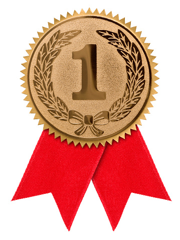 Award ribbon isolated on white background.