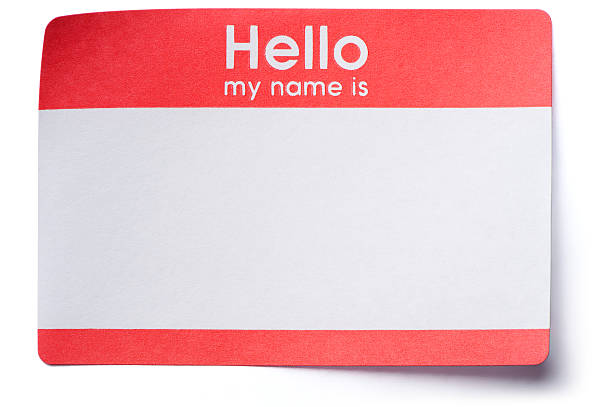 Hello Name Tag Sticker Isolated on White Background stock photo