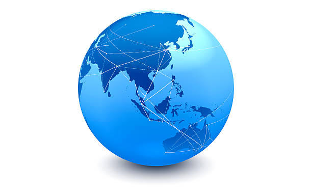 Blue Global Connections: Eastern Hemisphere "Global connections for social, business, trade & transport, internet.Maps courtesy of" eastern hemisphere stock pictures, royalty-free photos & images