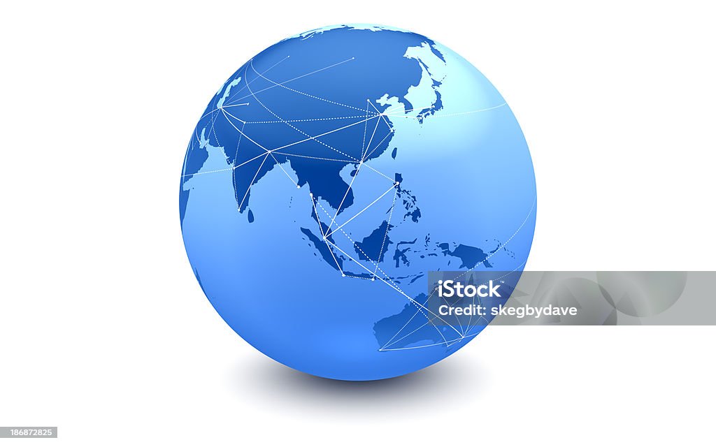 Blue conexões globais: Hemisfério oriental - Foto de stock de Mapa royalty-free