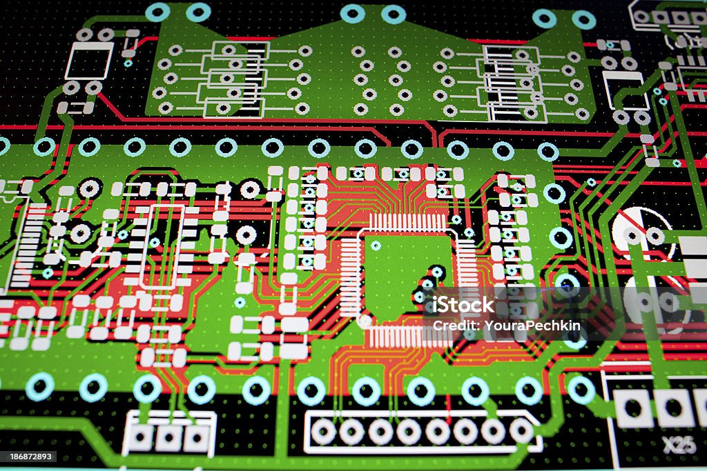 Digital background Development of a PCB electrical board at PC screenSee more Industrial backgrounds &gt;&gt;&gt; Abstract Stock Photo