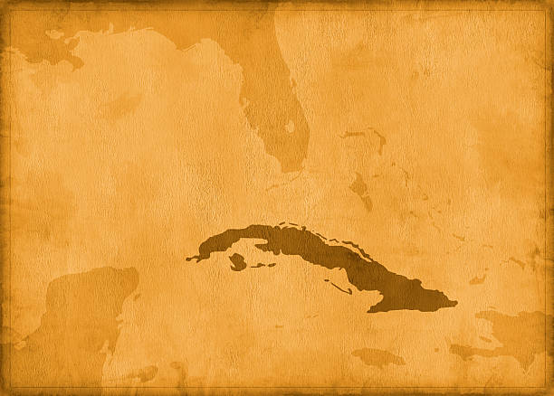 vintage cuba mappa - medieval pattern textured textured effect foto e immagini stock