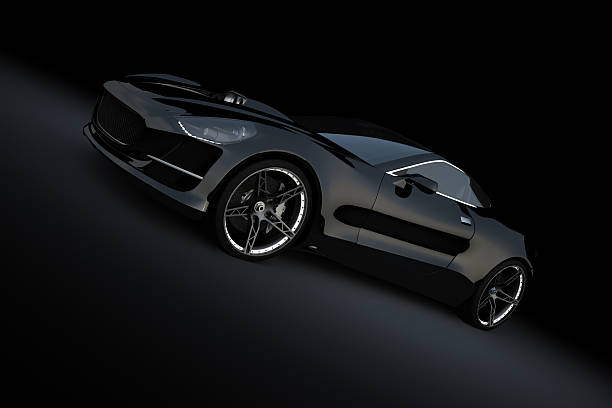 istock Black sport car on dark background 186873669