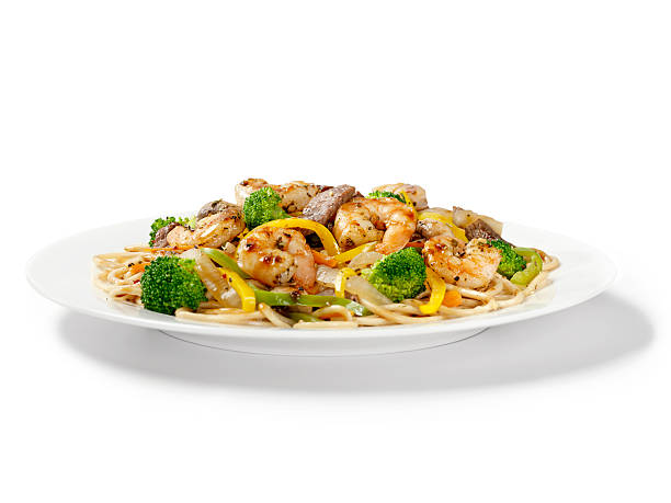 istock Szechuan Beef and Shrimp with Noodles 186873838