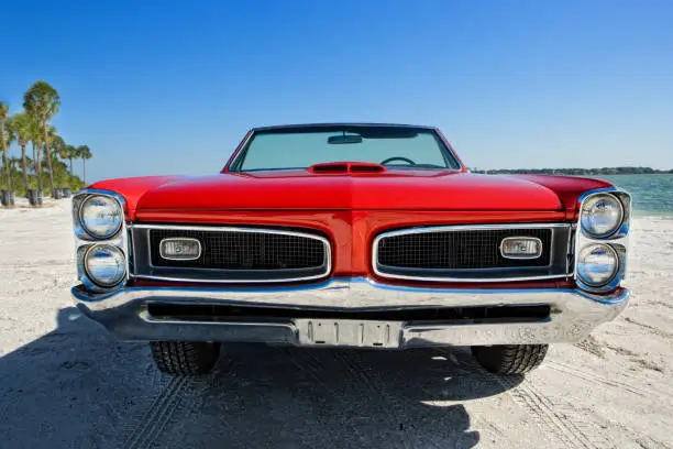 1967 American Muscle car GTO convertible on beach. 1967.Please Also See:
