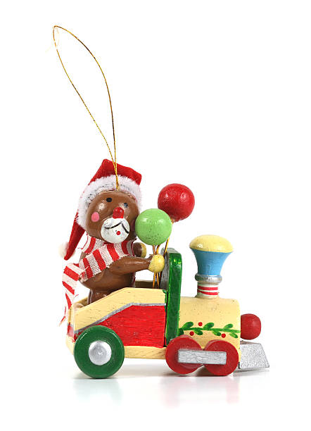istock Wooden Train Christmas Ornament on white. 186874251