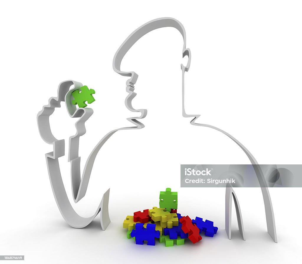 Human brain puzzle The human reason is spent. 3D render. Concentration Stock Photo