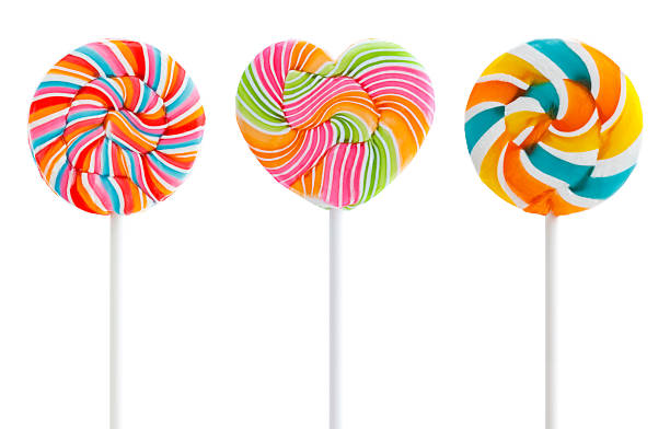 3 색상화 소용돌이 Lollipops 스톡 사진