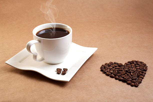 hot cup of coffee stock photo