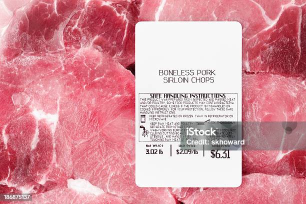 Package Of Boneless Pork Sirloin Chops Stock Photo - Download Image Now - Meat, Label, Food