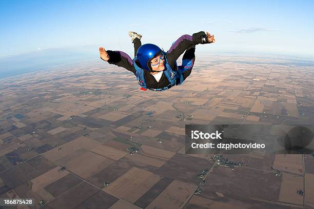 Royalty Free Stock Photo Happy Woman Skydiver Stock Photo - Download Image Now - Skydiving, Women, One Woman Only