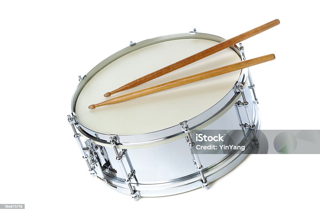 Silver Chrome Snare Drum With Sticks Instrument On White Background Stock  Photo Download Image Now IStock
