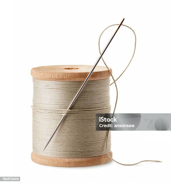Thread And Needle Stock Photo - Download Image Now - Thread - Sewing Item, Sewing Needle, Sewing