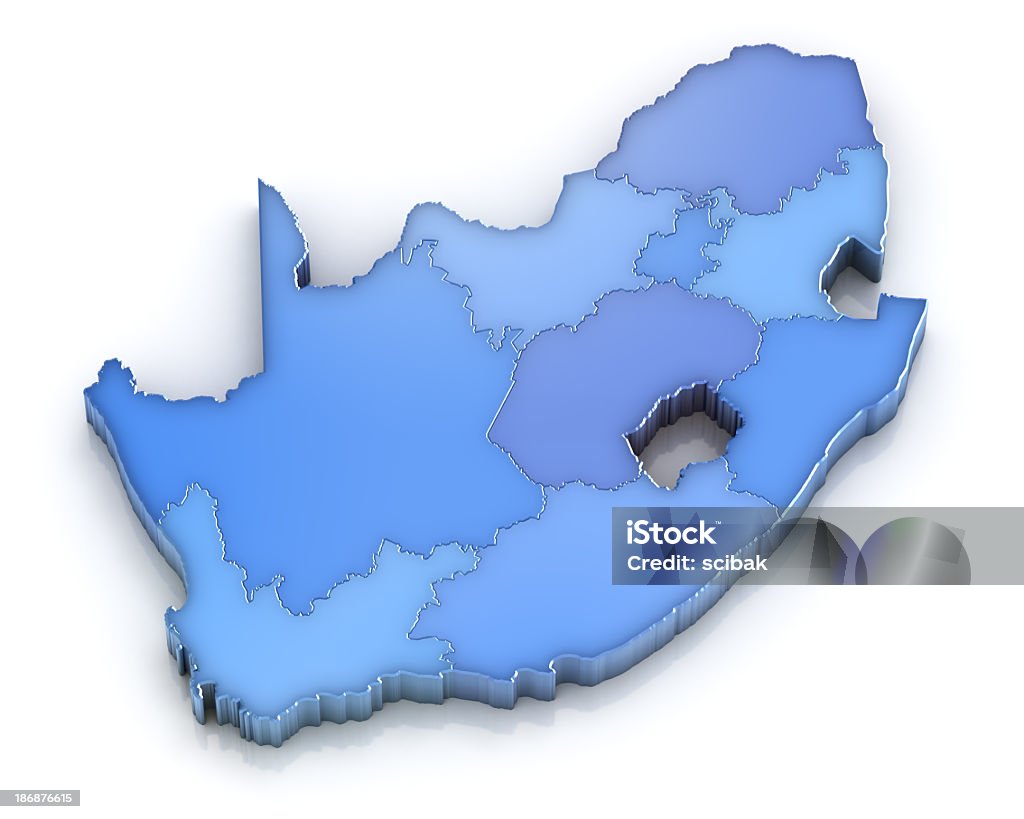 República de África del Sur mapa con las regiones - Foto de stock de Mapa libre de derechos
