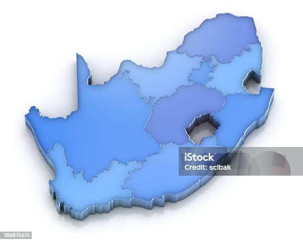 Repubblica Del Sudafrica Mappa Delle Province - Fotografie stock e altre immagini di Carta geografica - Carta geografica, Repubblica Sudafricana, Tridimensionale