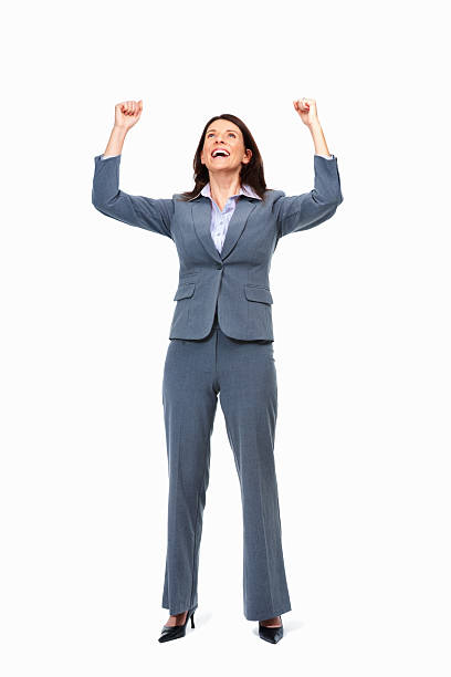 istock Business woman clenching fists 186876972