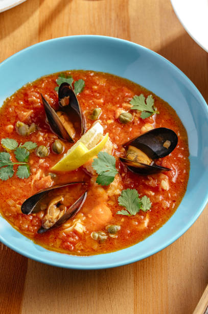 istock tomato soup with mussels, shrimp, squid 1868777819