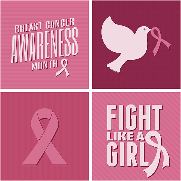 breast cancer awareness karten-kollektion - beast cancer awareness stock-grafiken, -clipart, -cartoons und -symbole