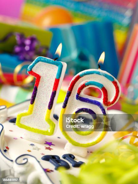 Sweet Sixteen Birthday Candle Stock Photo - Download Image Now - Birthday, Birthday Cake, Birthday Candle