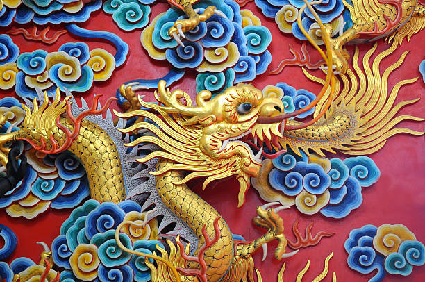 Chinese Dragon at the wall of China temple