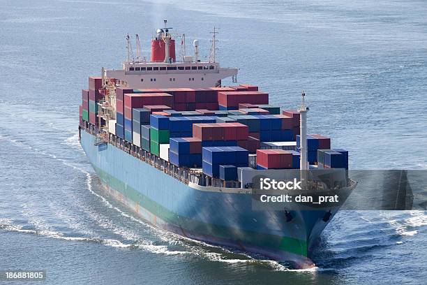 Container Ship Stock Photo - Download Image Now - Aerial View, Business, Cargo Container