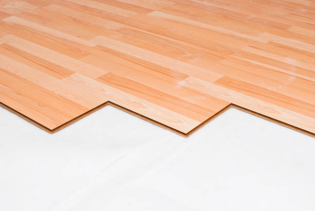 istock Laminate floor in wooden color 186881882